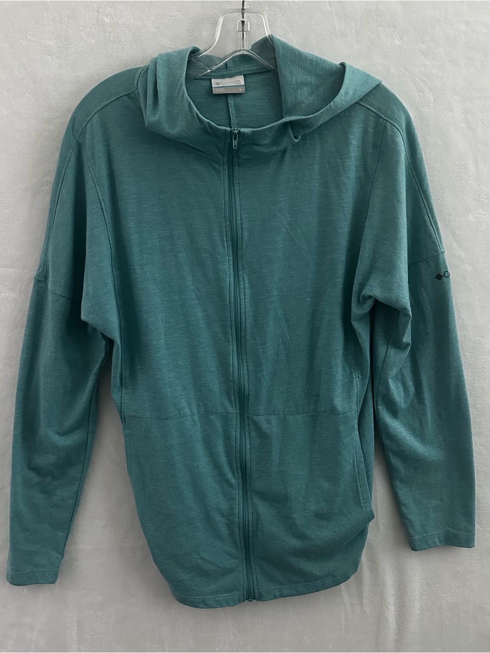 Columbia Full Zip Hooded Lightweight Jacket Women’s Size Large Teal Blue